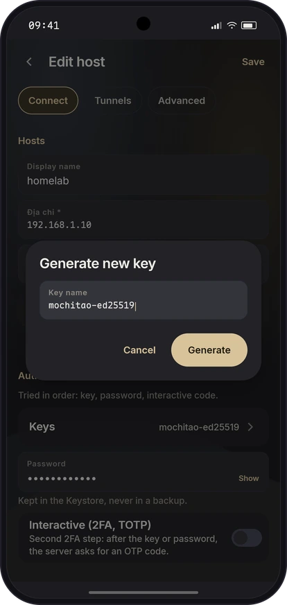 Your first connection, with a key, in five minutes